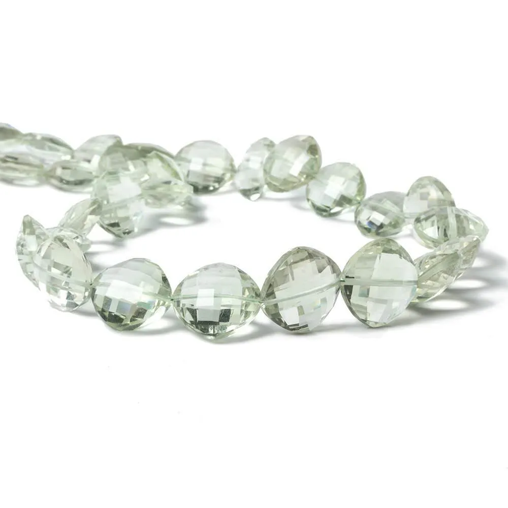 10 -15mm Prasiolite Faceted Pillow Beads 16 inch 32 pieces