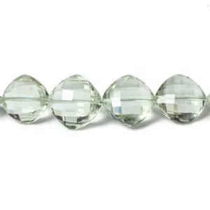 10 -15mm Prasiolite Faceted Pillow Beads 16 inch 32 pieces