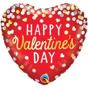 18" Happy Valentine's Day Red Confetti Mylar Balloon - V5