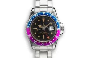 1963 Rolex PCG GMT-Master 1675 Fuchsia with Gilt Underline Dial and All Red 24 Hour Hand