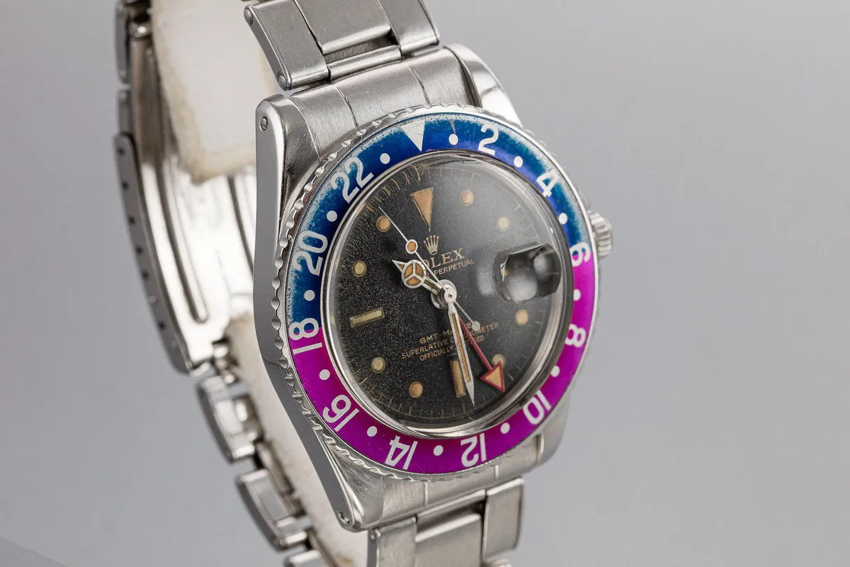 1963 Rolex PCG GMT-Master 1675 Fuchsia with Gilt Underline Dial and All Red 24 Hour Hand