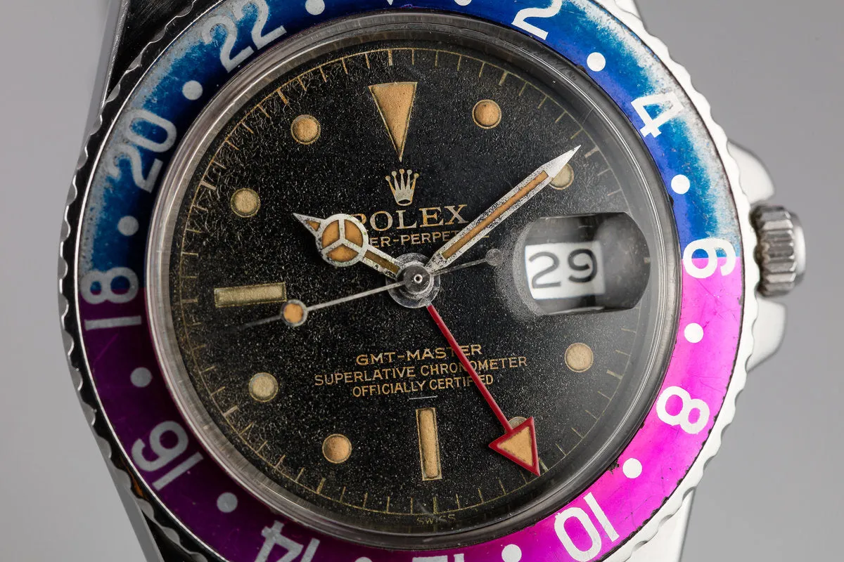 1963 Rolex PCG GMT-Master 1675 Fuchsia with Gilt Underline Dial and All Red 24 Hour Hand