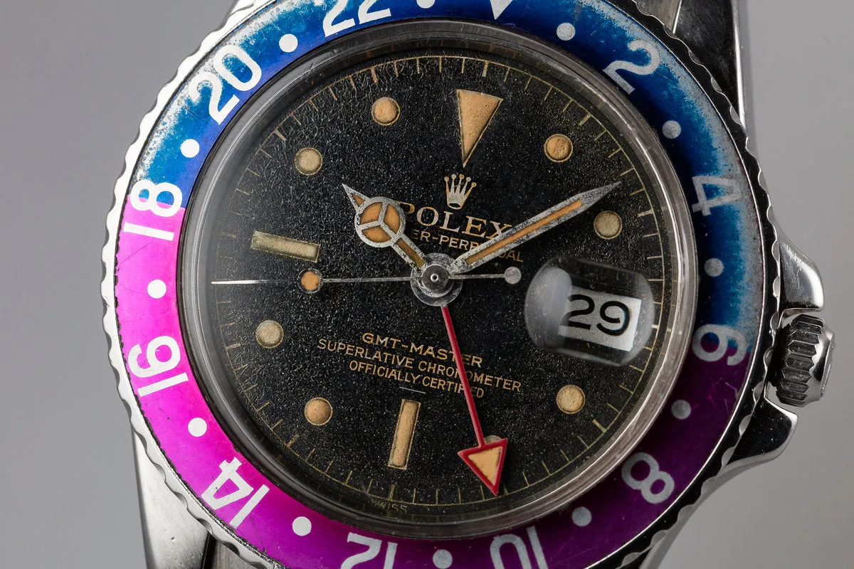 1963 Rolex PCG GMT-Master 1675 Fuchsia with Gilt Underline Dial and All Red 24 Hour Hand