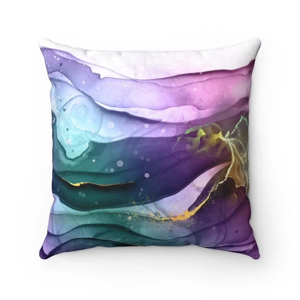 Abstract Boho Pillow Cover | Teal Purple Gold