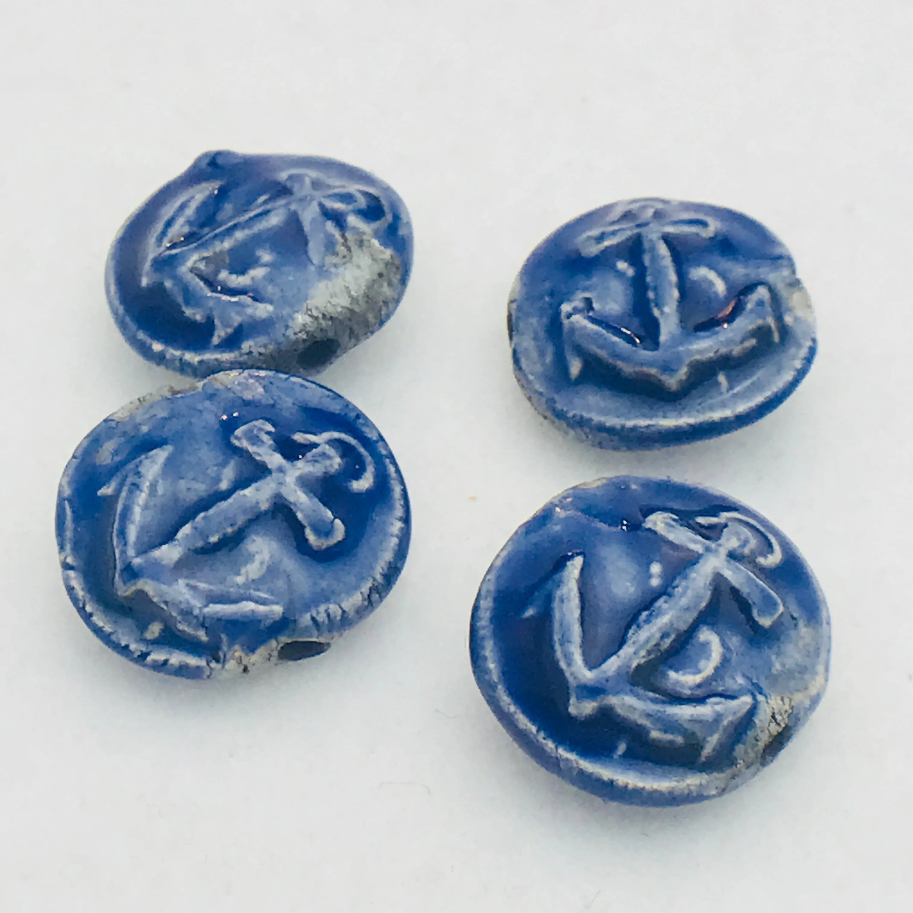 Anchor Ceramic Bead by Keith O'Connor, 18mm Naval Blue