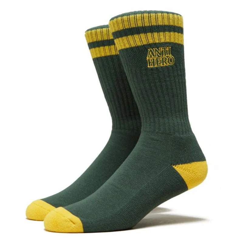 Anti-Hero Skateboards Black Hero Outline Green/Yellow Men's Socks