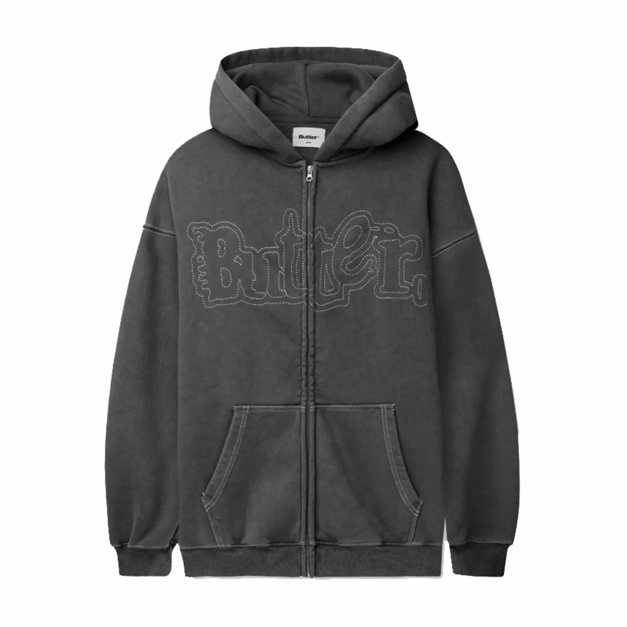 Butter Goods Breakdown Zip-Thru Hood (Washed Black)