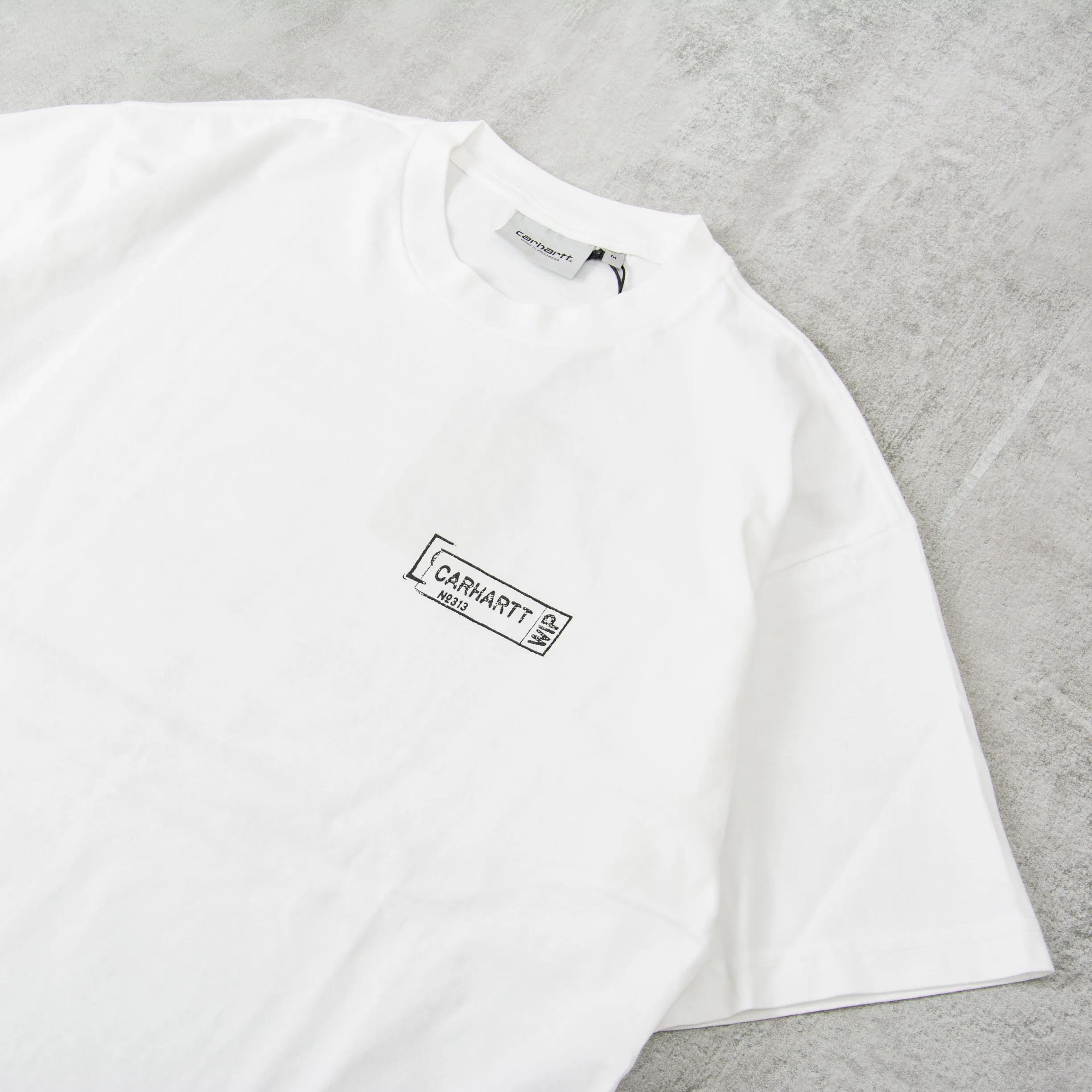 Carhartt WIP Stamp Tee - White / Black Stonewashed