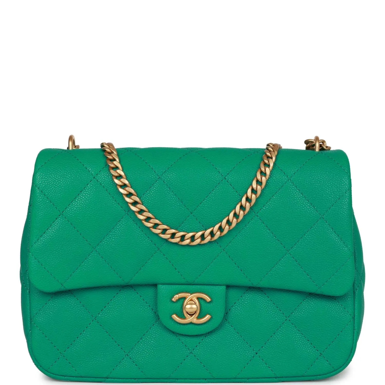 Chanel Medium Sweetheart Crush Flap Bag Green Caviar Antique Gold Hardware