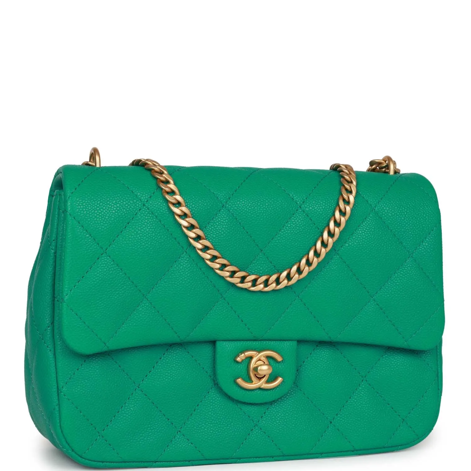 Chanel Medium Sweetheart Crush Flap Bag Green Caviar Antique Gold Hardware