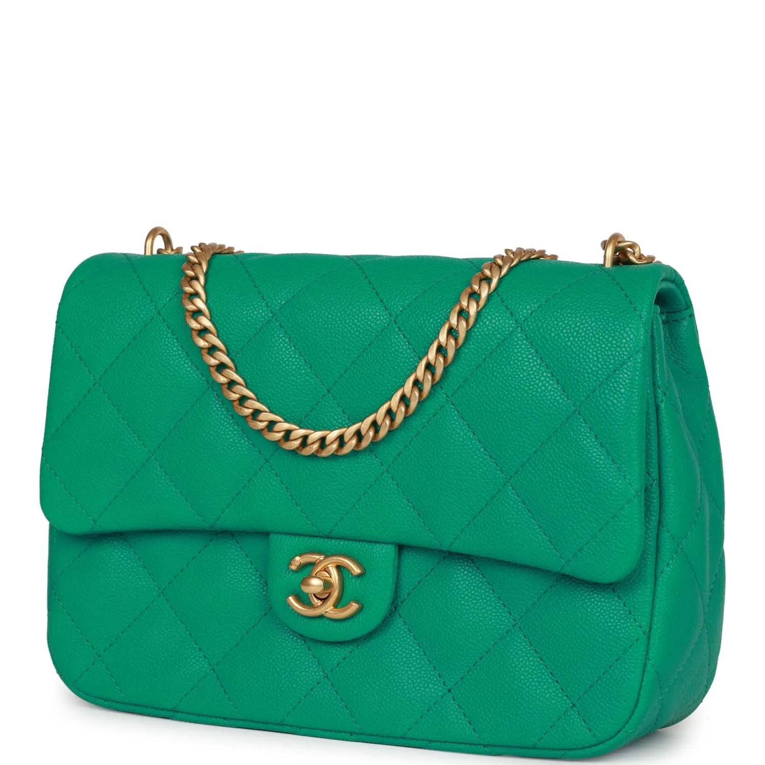 Chanel Medium Sweetheart Crush Flap Bag Green Caviar Antique Gold Hardware