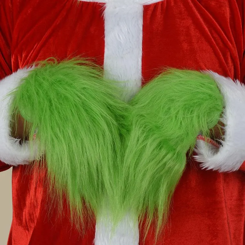 Christmas Grinch Mask Green Hair Monster Headgear