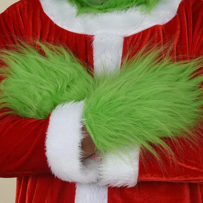 Christmas Grinch Mask Green Hair Monster Headgear