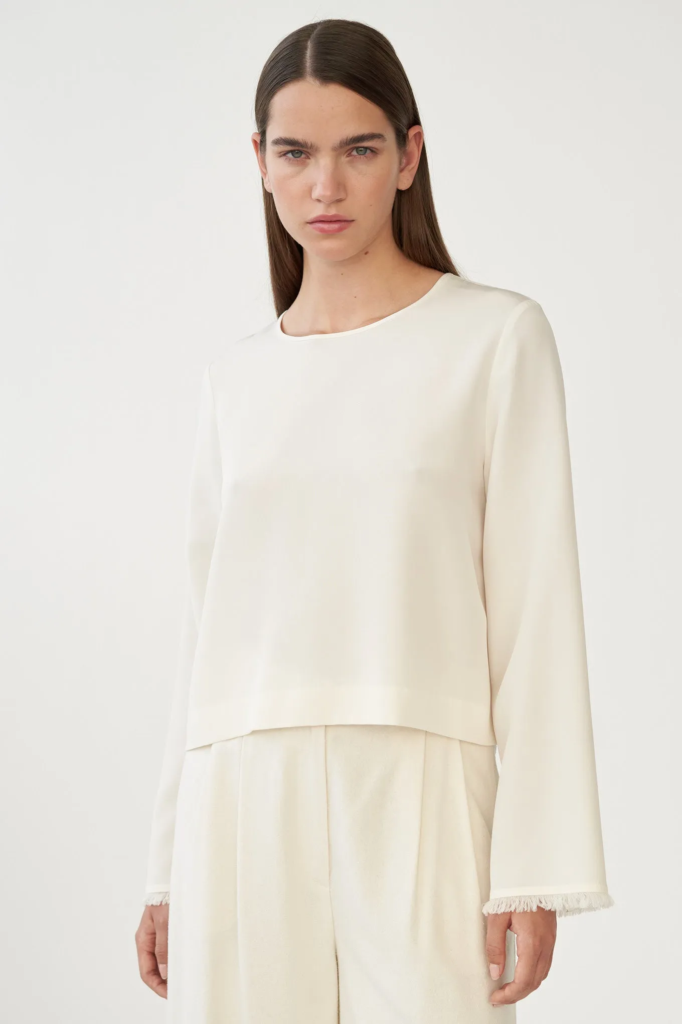 COCO FRINGE BLOUSE - IVORY - SILK/SPANDEX