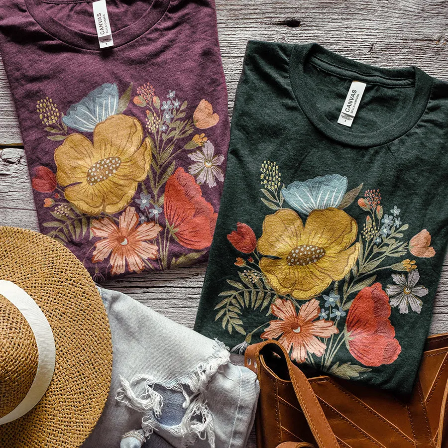 Colorful Flower Bouquet Triblend Tee / T Shirt