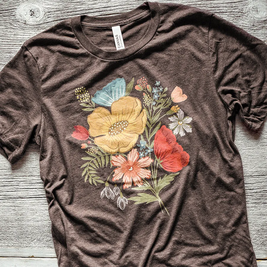 Colorful Flower Bouquet Triblend Tee / T Shirt