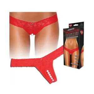 CROTCHLESS PANTIES W/PEARL BEADS RED ML