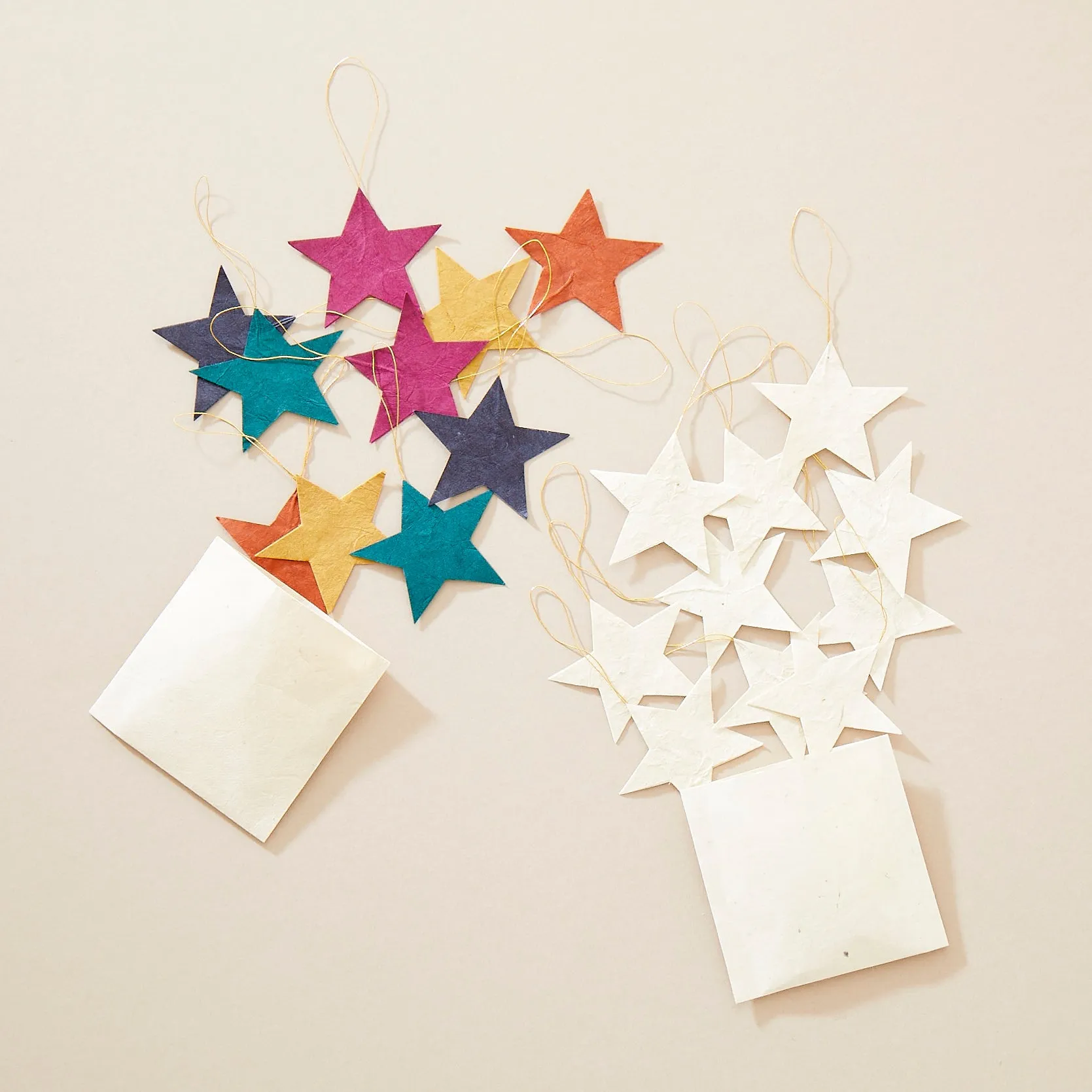 DEEPIKA Lokta Paper Star Hanging Decoration 10pc Set (WS)