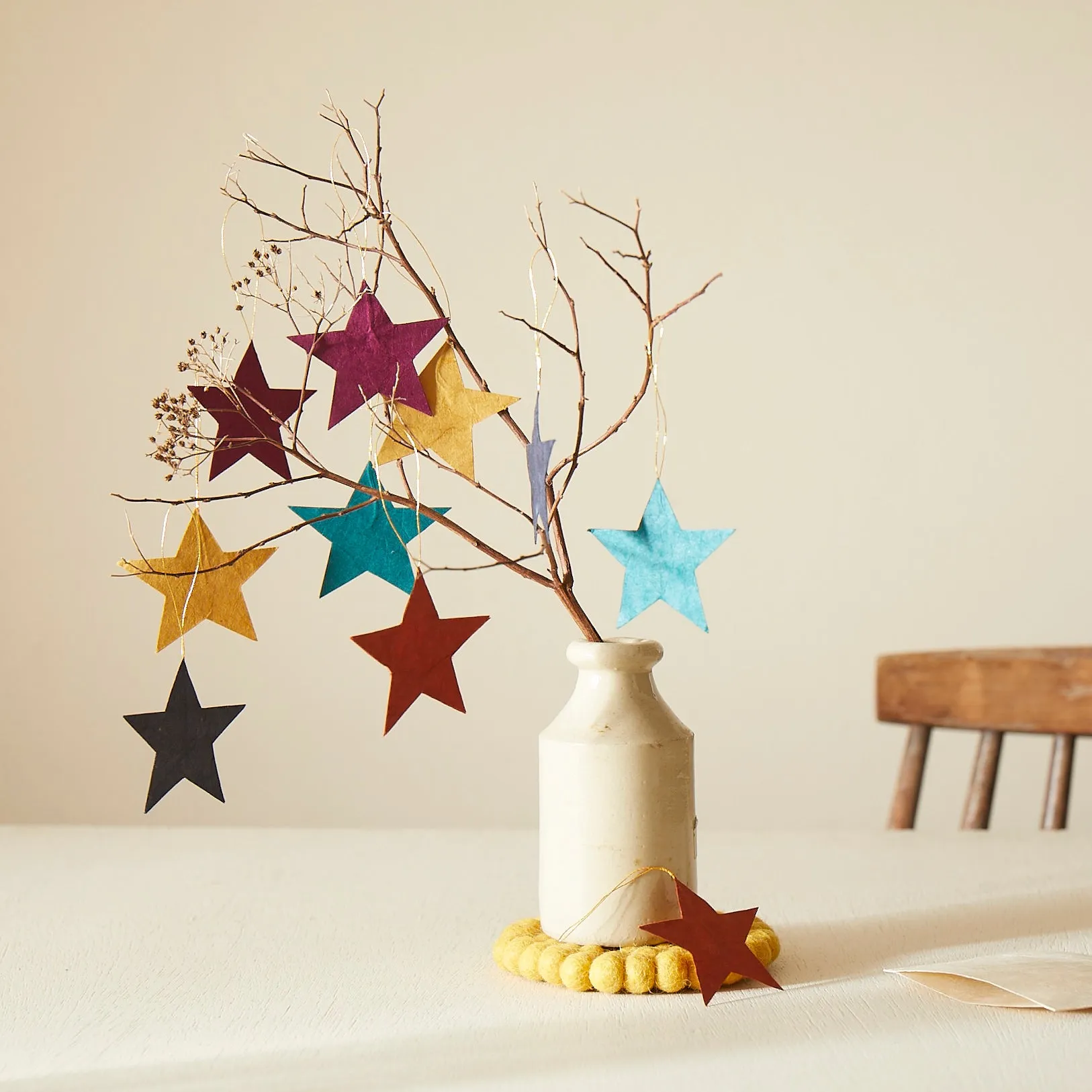 DEEPIKA Lokta Paper Star Hanging Decoration 10pc Set (WS)