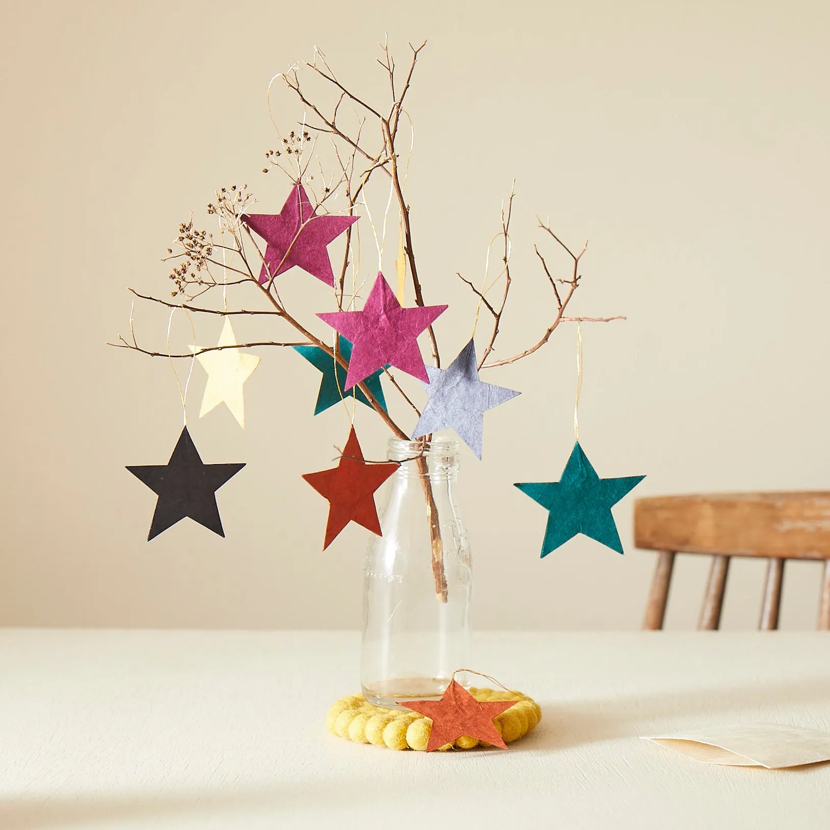 DEEPIKA Lokta Paper Star Hanging Decoration 10pc Set (WS)