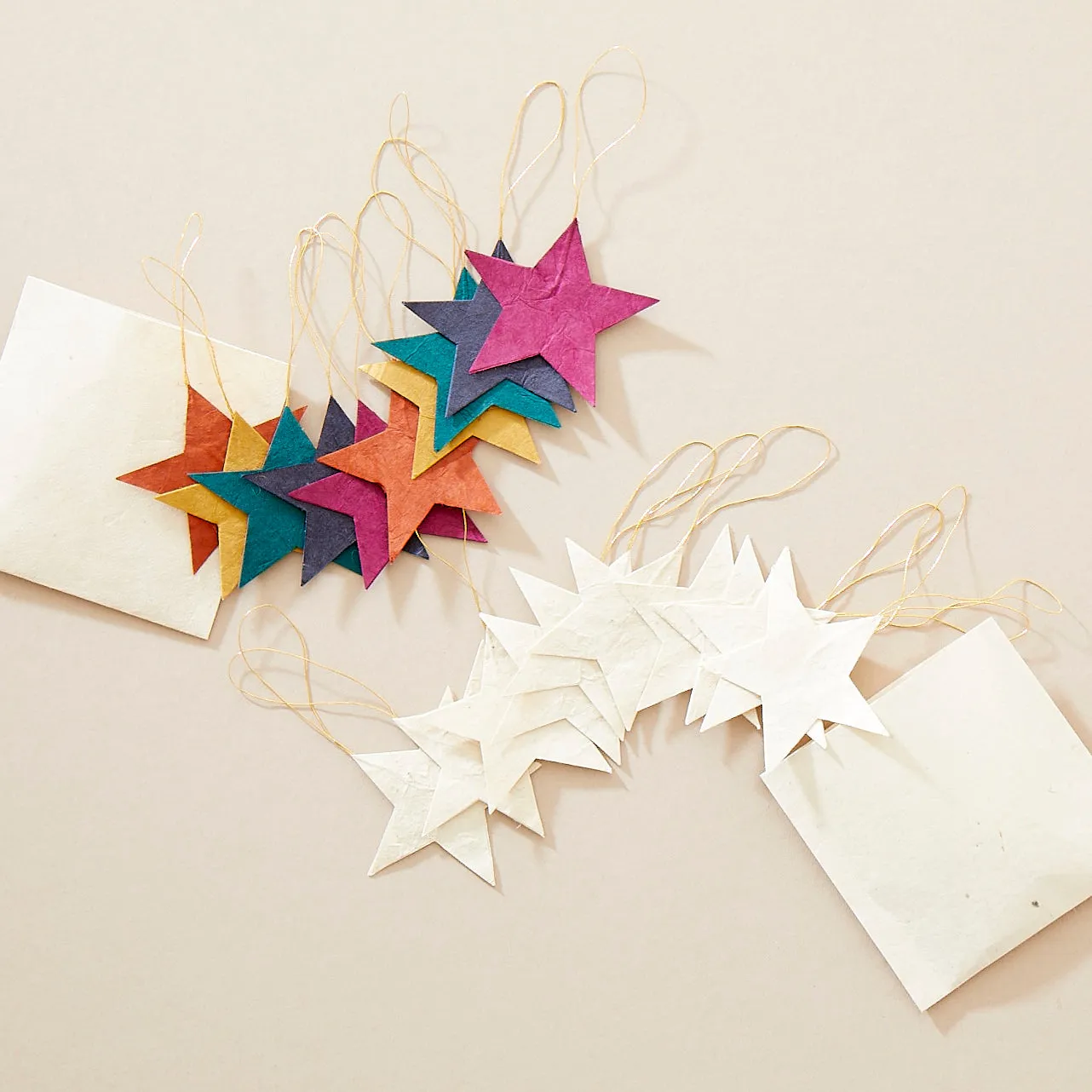 DEEPIKA Lokta Paper Star Hanging Decoration 10pc Set (WS)