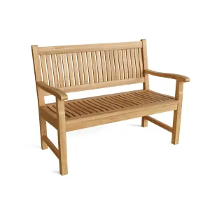 Del-Amo 2-Seater Bench, 36 H x 49 W x 32 D, Crafted In Teak & Sanded Smooth To Natural Form, Arrives In 5 - 9 Working Days.