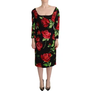 Dolce & Gabbana Elegant Floral Print Silk Sheath Dress