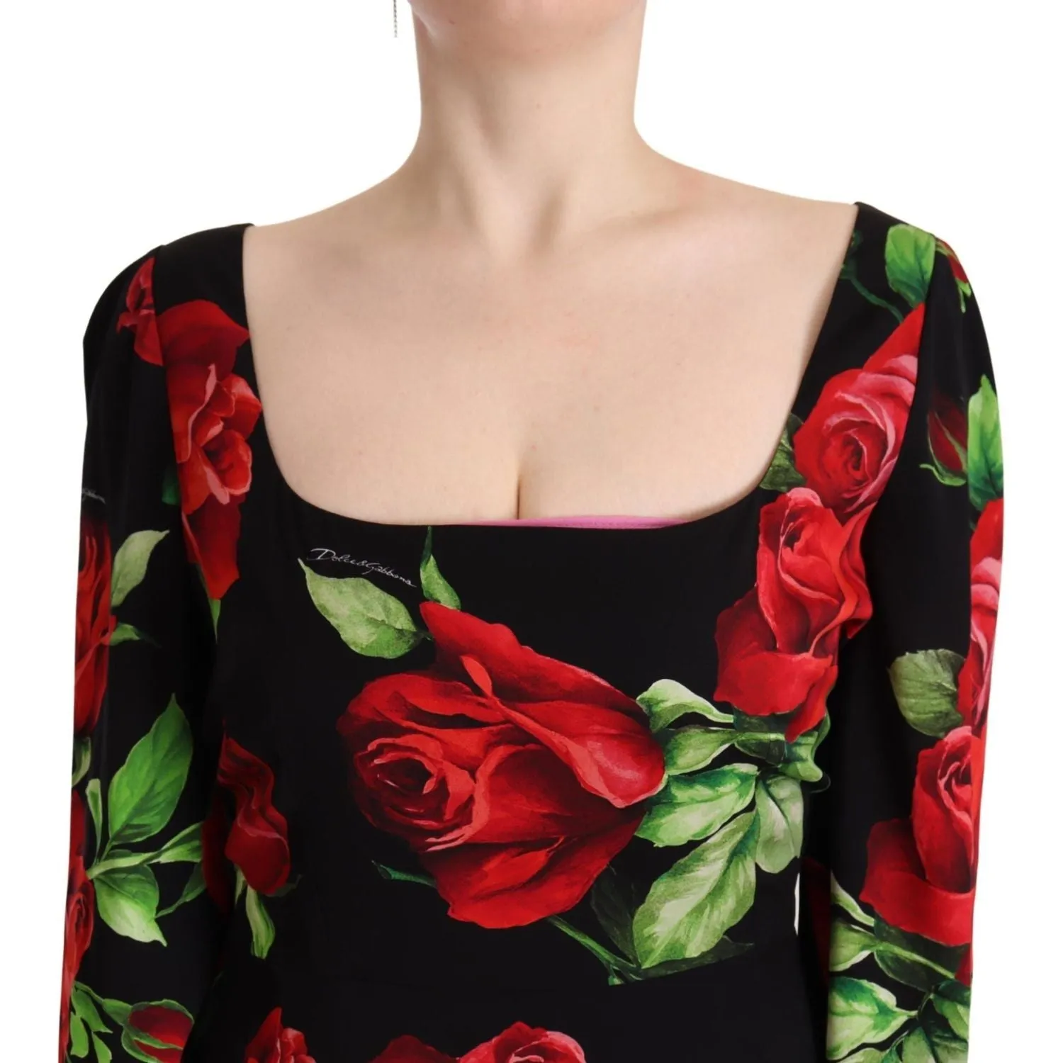 Dolce & Gabbana Elegant Floral Print Silk Sheath Dress