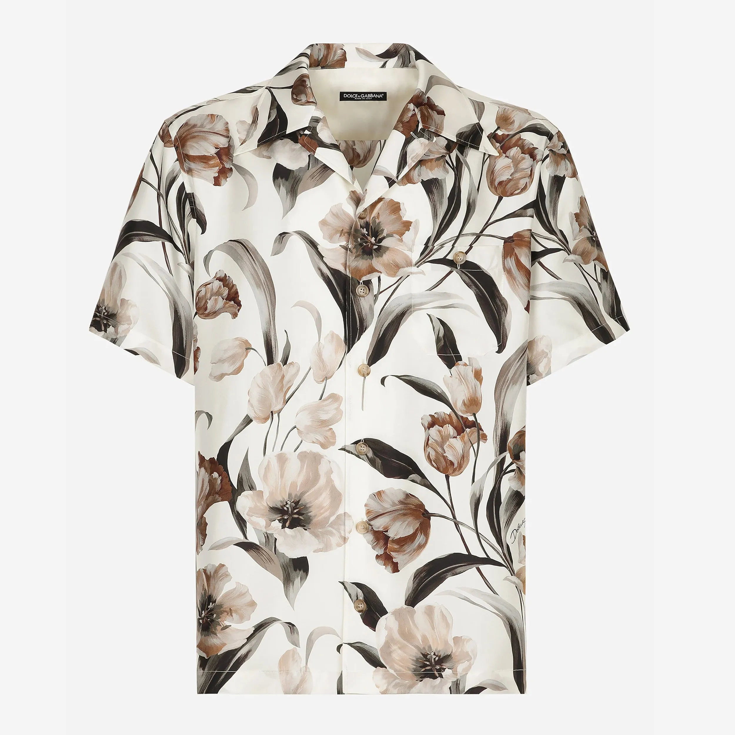 Dolce & Gabbana Hawaiian Tulip Print Silk Shirts