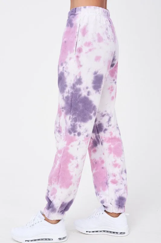 ELASTIC WAIST TIE DYE JOGGERS