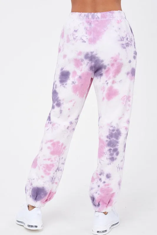 ELASTIC WAIST TIE DYE JOGGERS