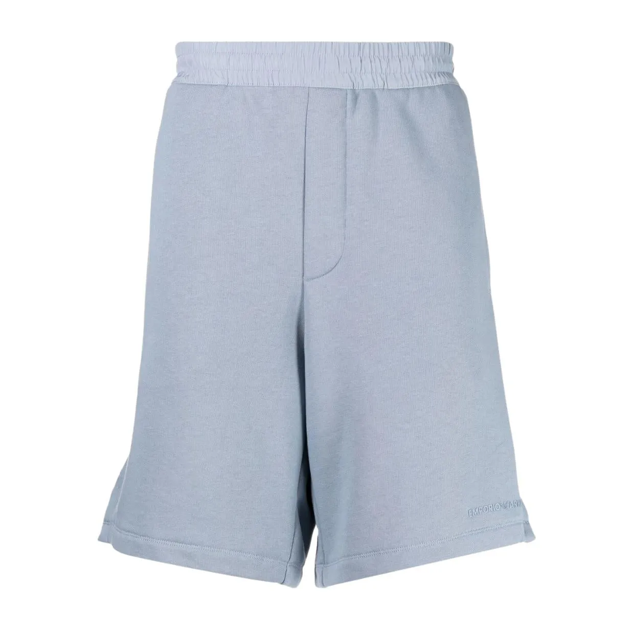 Emporio Armani Rubberised Logo Blue Sweat Shorts