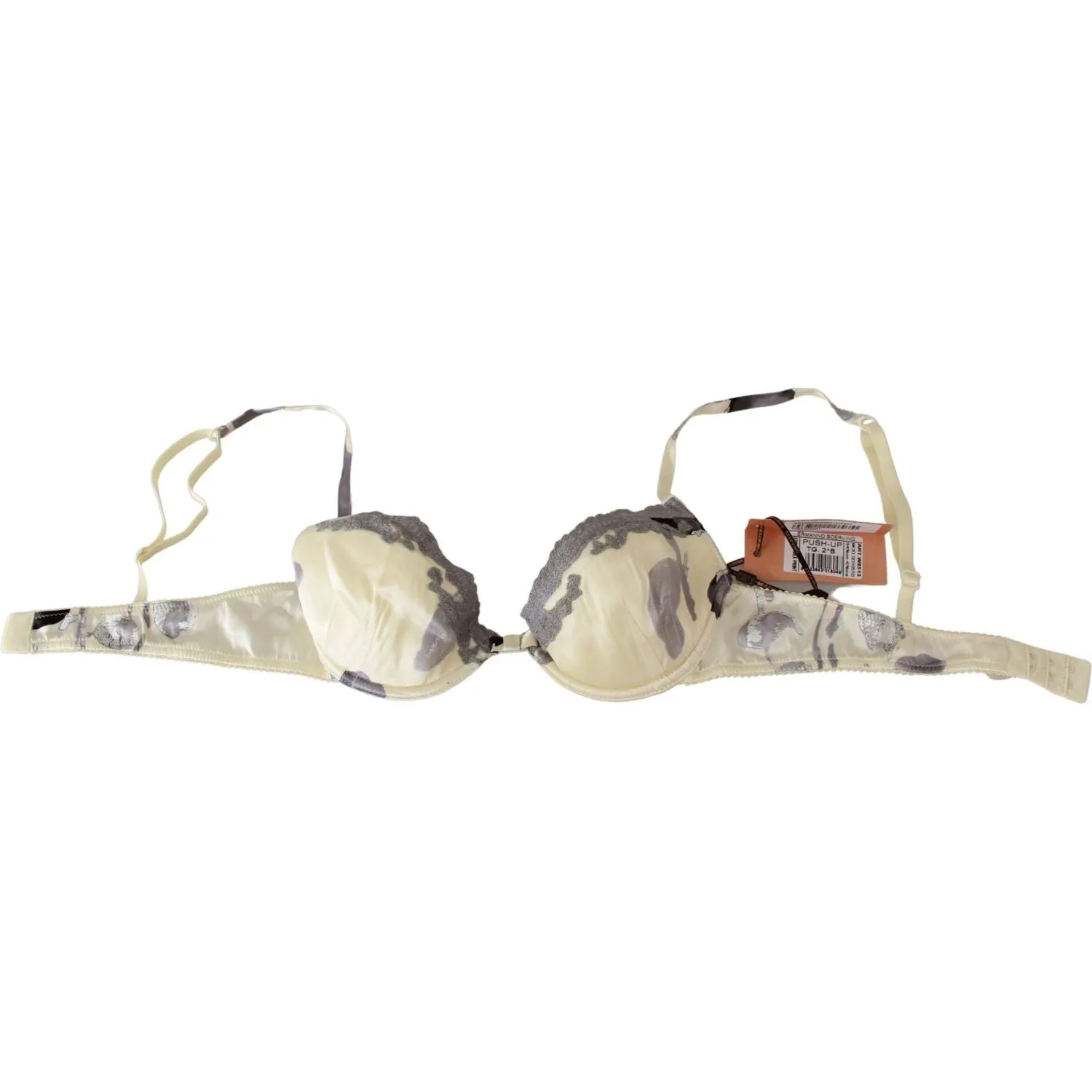 Ermanno Scervino Silk Blend Push-Up Bra in Beige and Gray