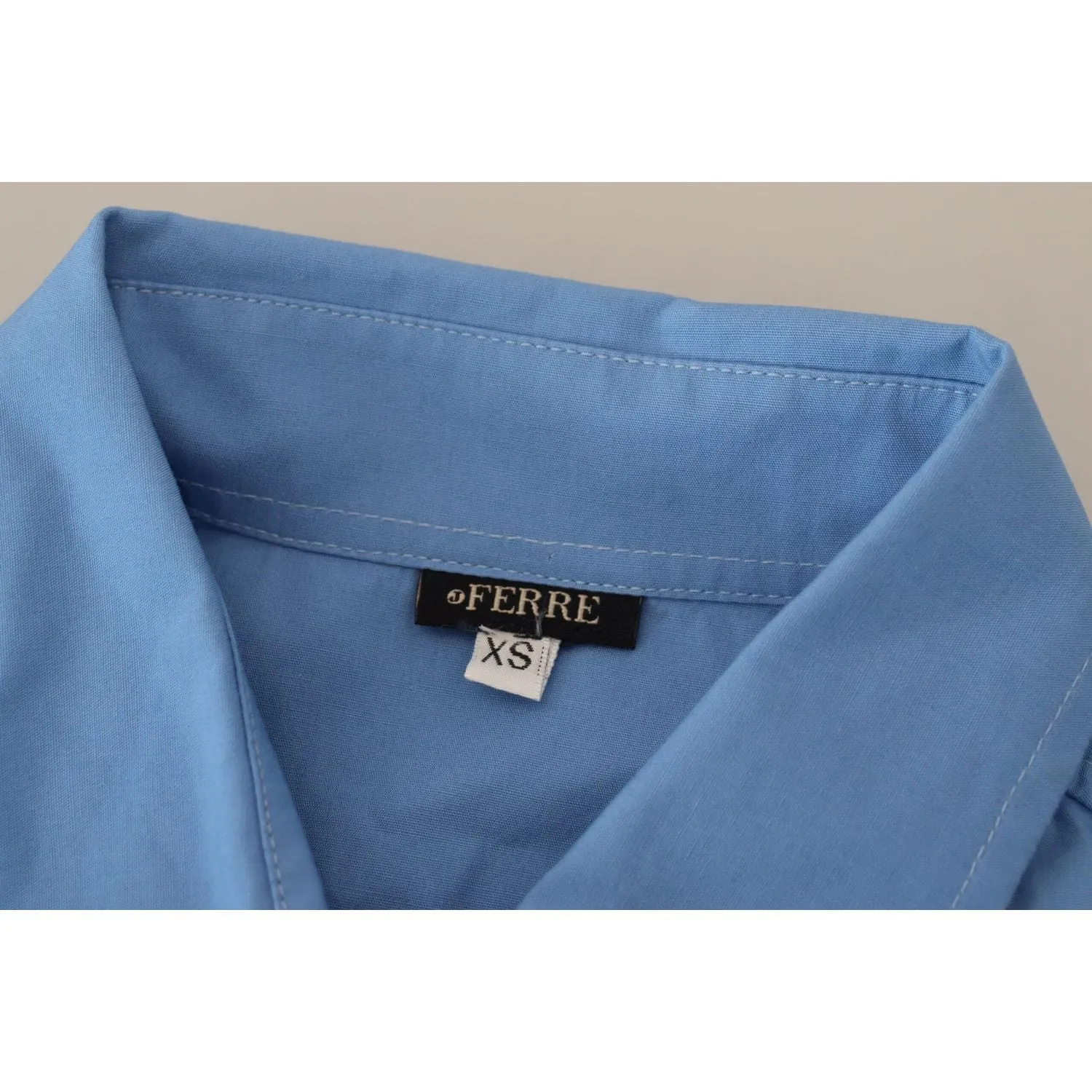 Ferre Elegant Blue Cotton Long Sleeve Polo Top