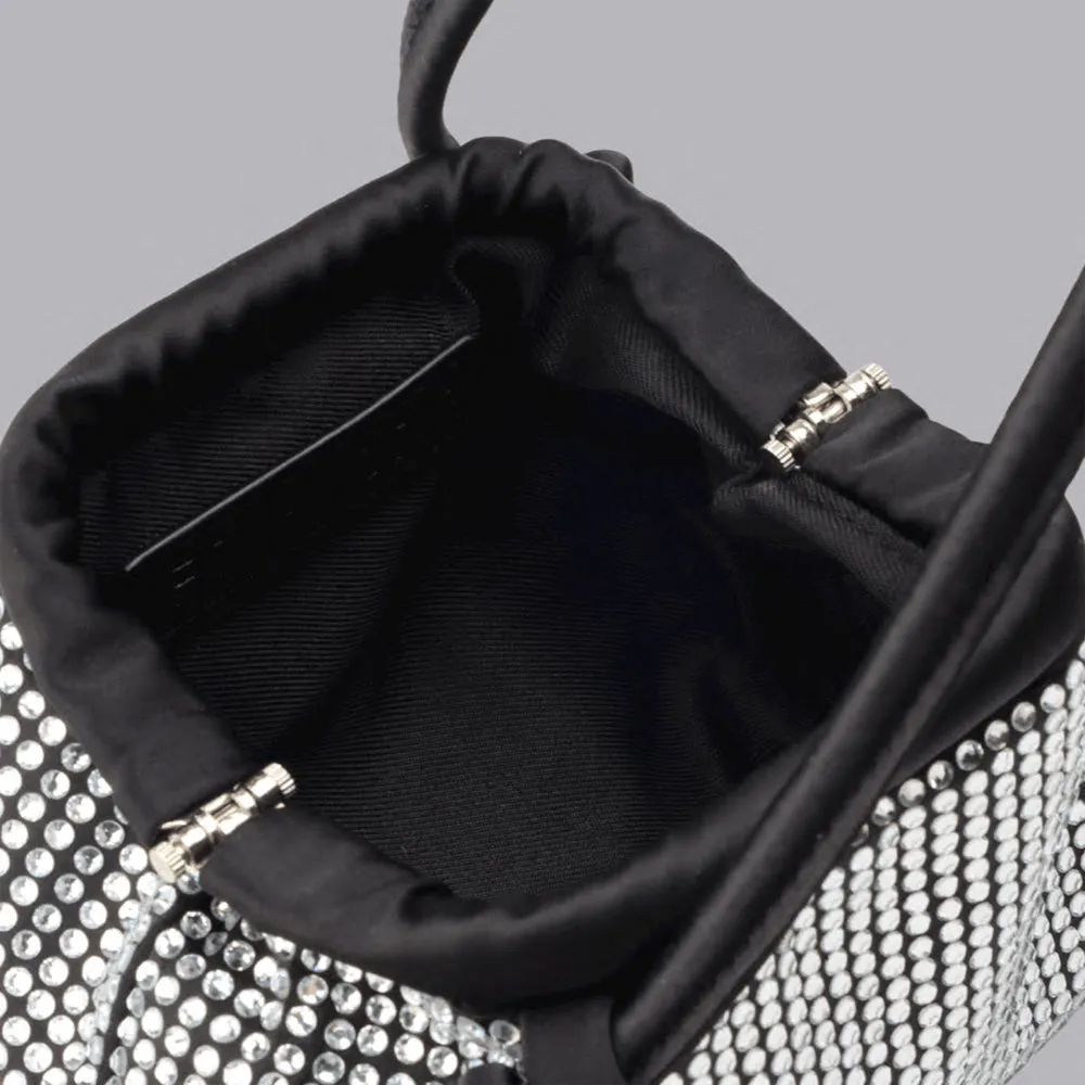 FOLKLORE - MINI MONEY POUCH IN BLACK WITH DIAMONDS