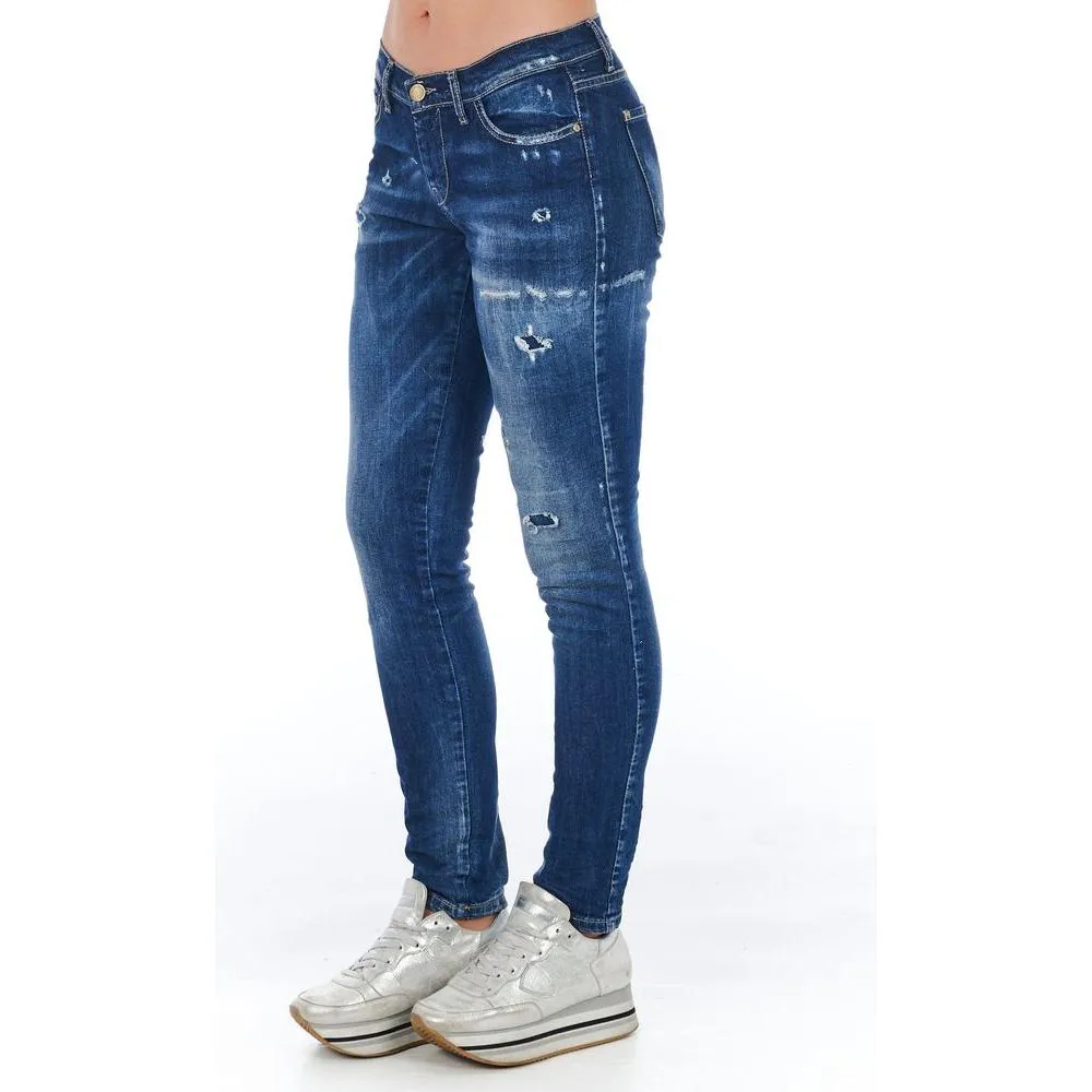 Frankie Morello Blue Cotton Women Jean