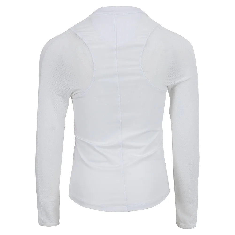 Girls' Mandarin Collar Long Sleeve Tennis Top White