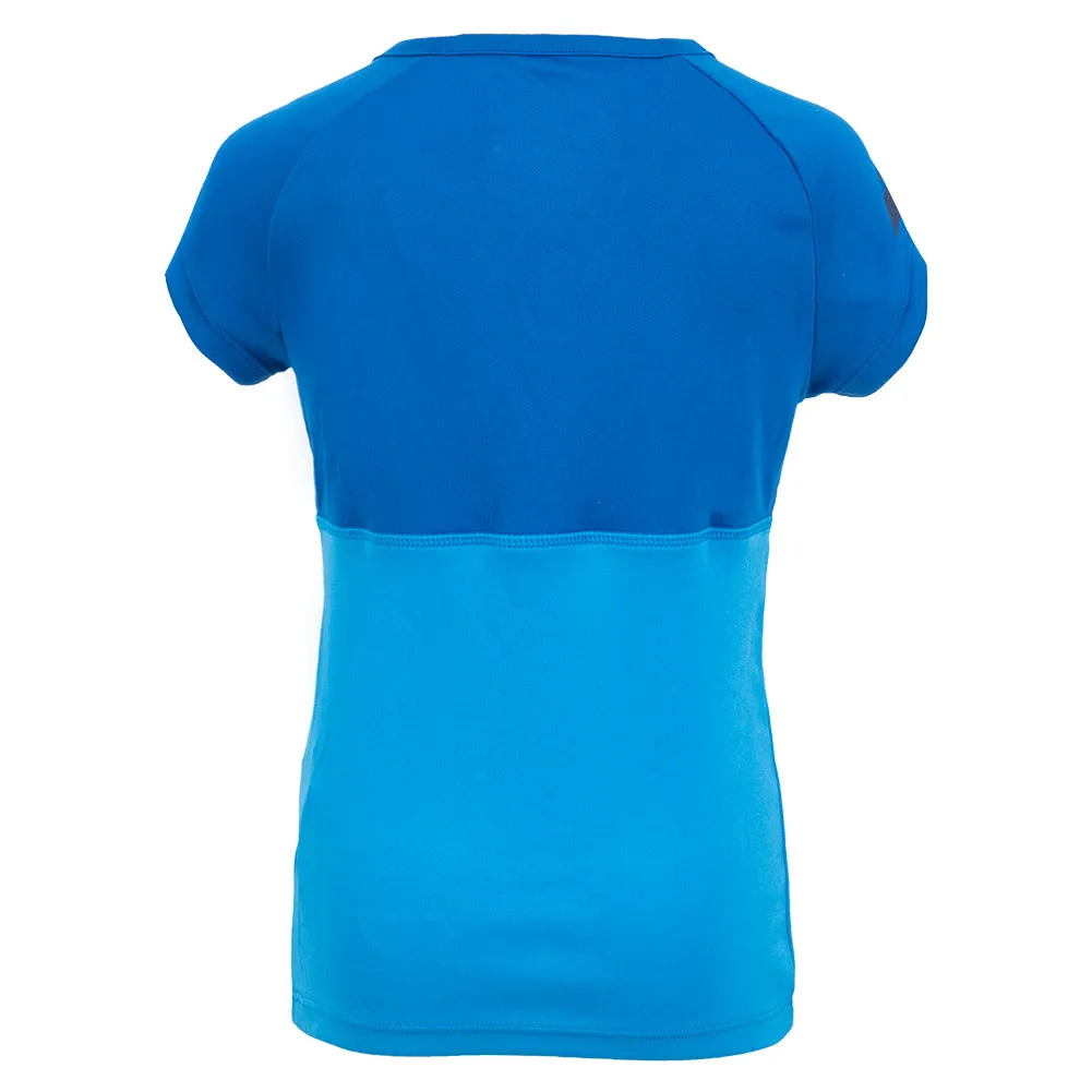 Girls` Play Cap Sleeve Tennis Top Blue Aster