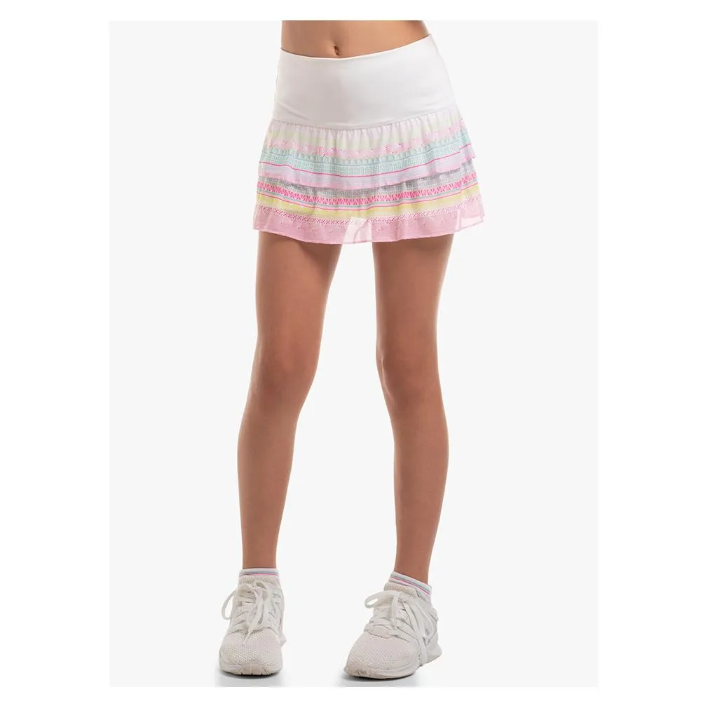 Girl's Retro Deco Mesh Tennis Skort Peony