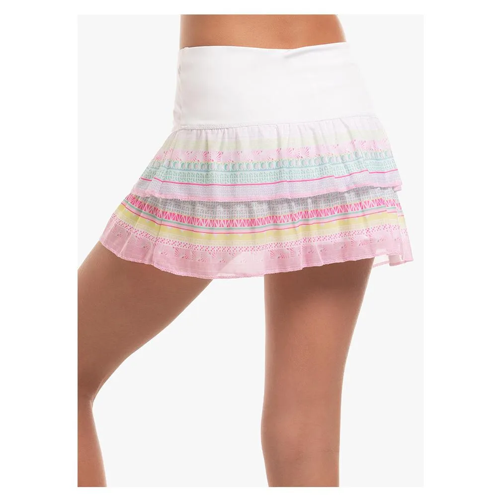 Girl's Retro Deco Mesh Tennis Skort Peony