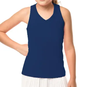 Girl's V-Neck Cutout Tennis Tank Navy