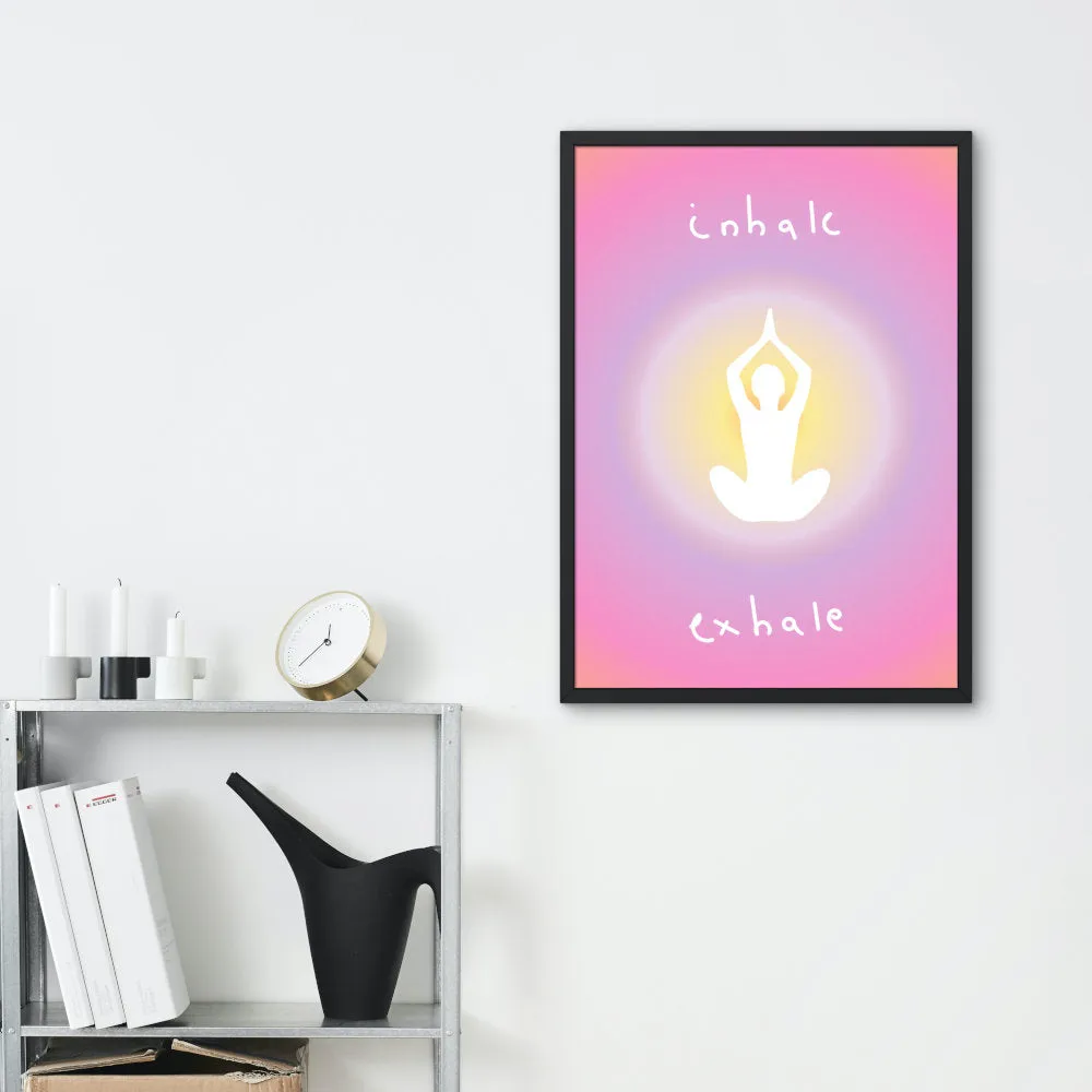 Inhale Exhale Yoga Poster PRINTABLE WALL ART, Danish Pastel, Sports Wall Art, Abstract Color, Aura Aesthetic Art Print, Yoga Pose Poster, Yoga Artwork, Zen Poster