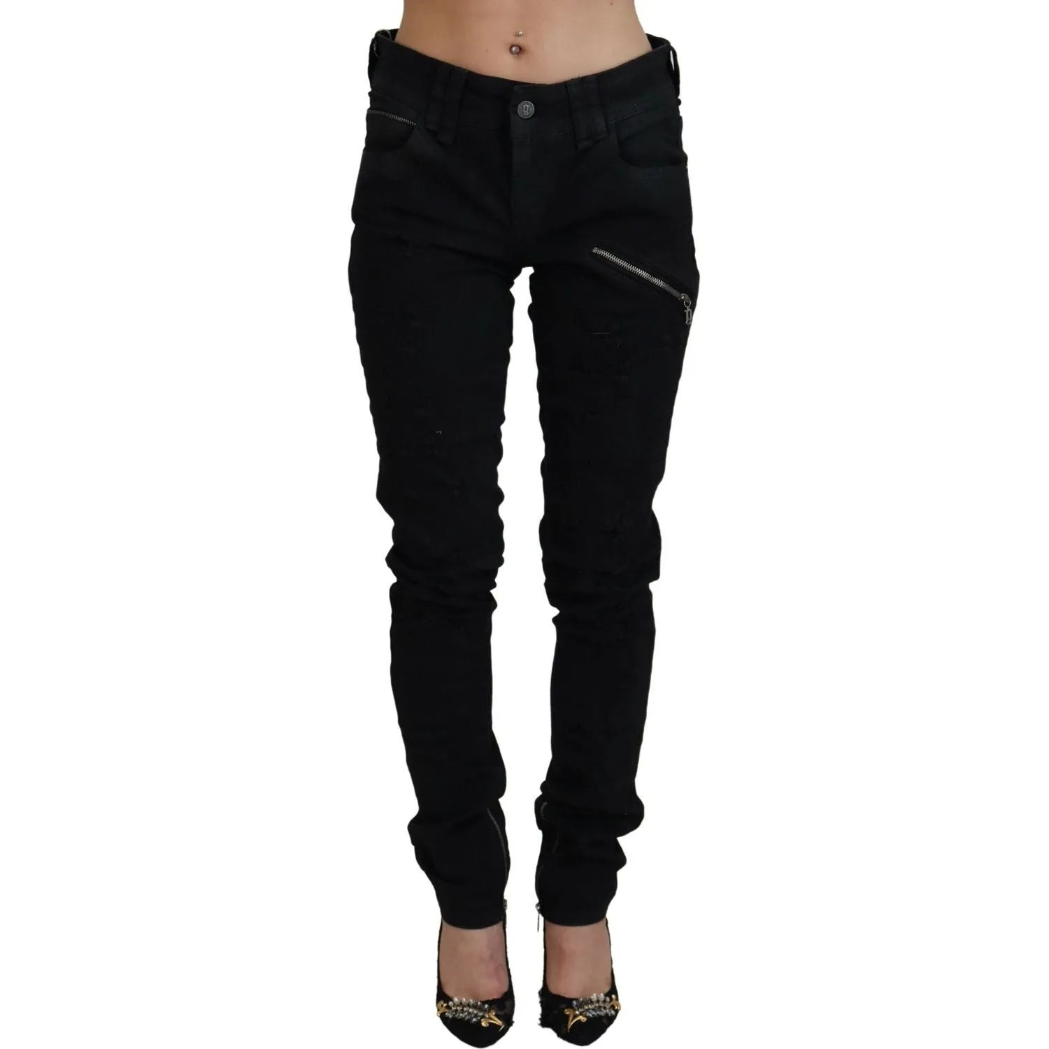 John Galliano Chic Mid Waist Flared Black Jeans