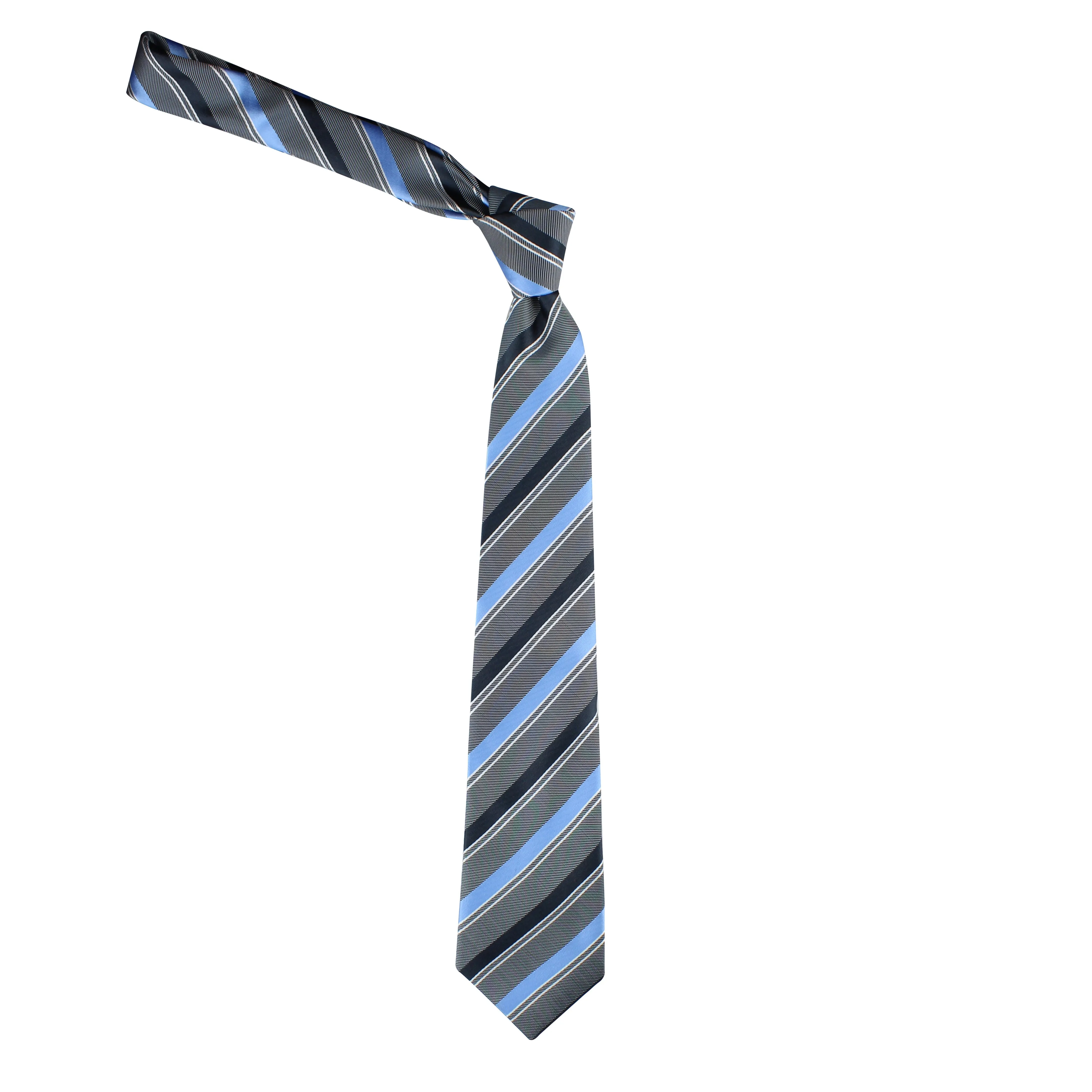 Kovove Gray Striped Necktie and Pocket Square Gift Box