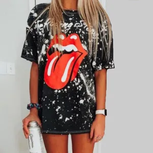 Ladies Tongue Print Loose T-shirt