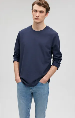 LONG SLEEVE CREW NECK T-SHIRT IN NAVY BLAZER