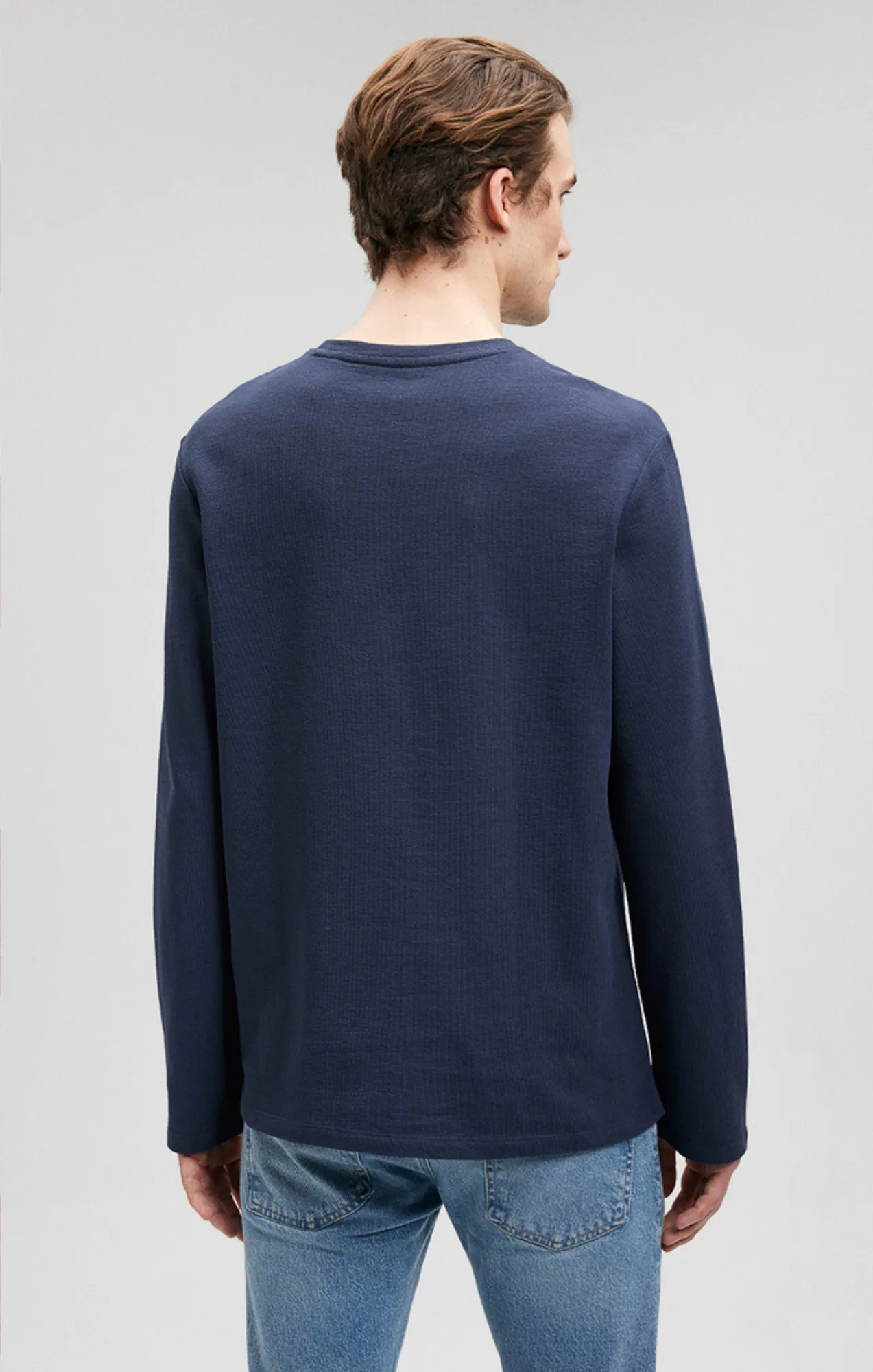 LONG SLEEVE CREW NECK T-SHIRT IN NAVY BLAZER