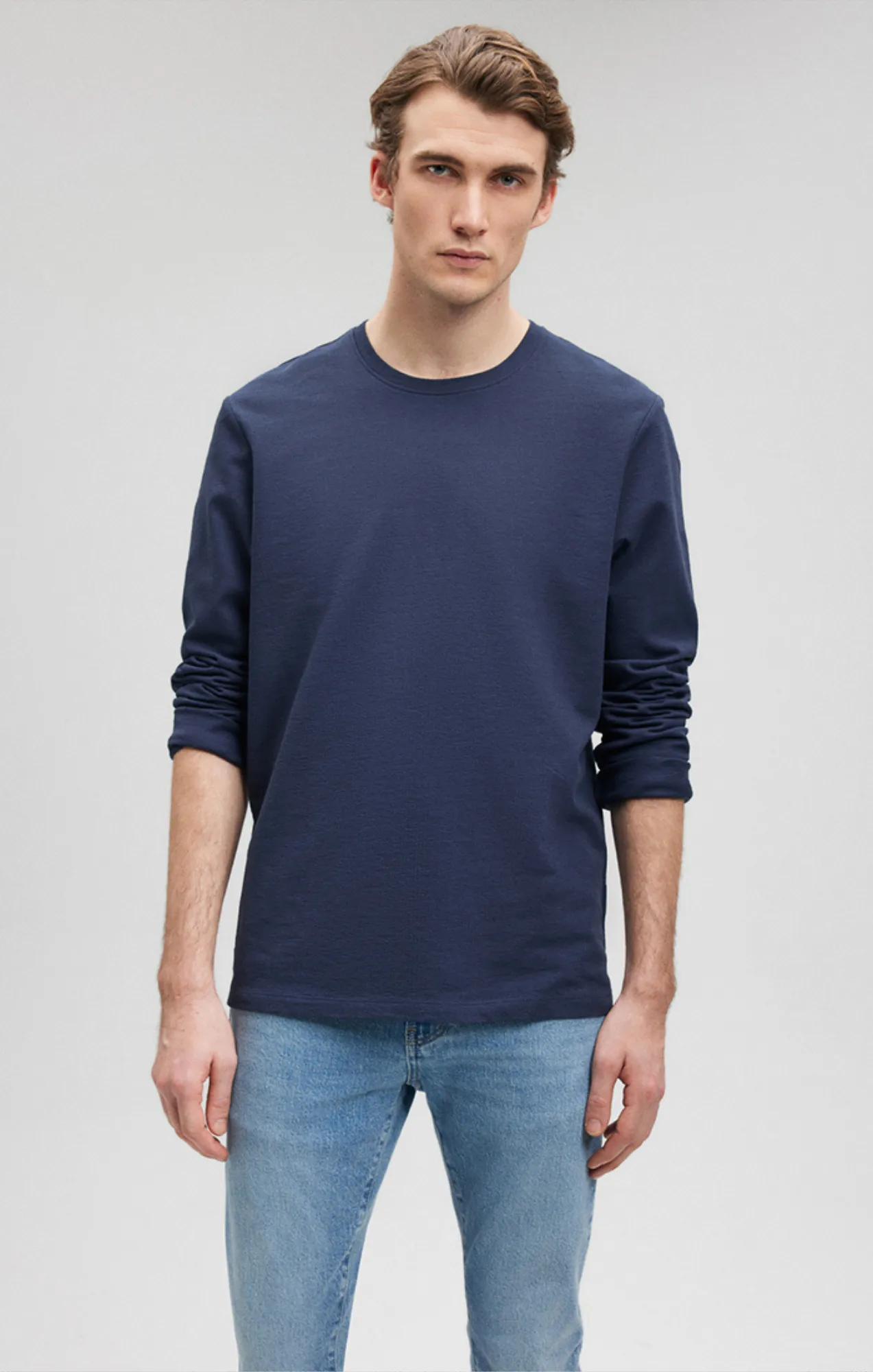 LONG SLEEVE CREW NECK T-SHIRT IN NAVY BLAZER