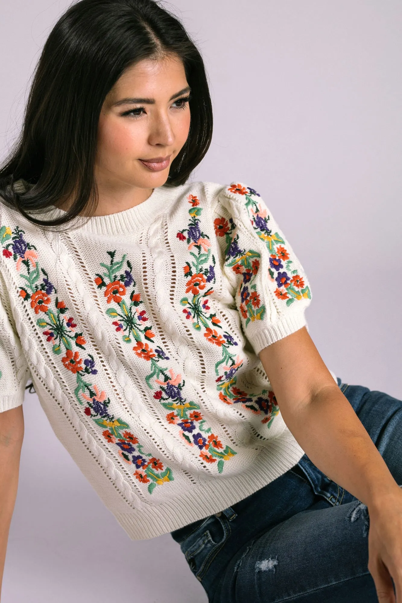 Lucille Embroidered Knit Top