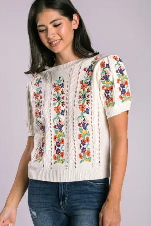 Lucille Embroidered Knit Top